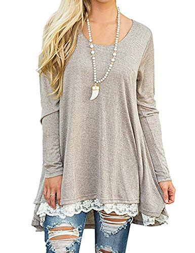 imido women s long sleeve tops casual tunic round neck loose side buttons elbow patched t shirt