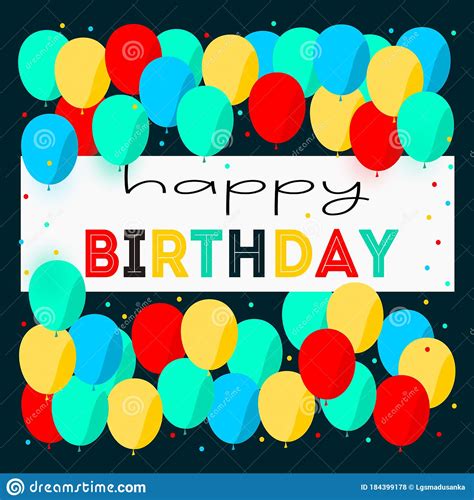 Beautiful Happy Birthday Greeting With Colorful Balloons
