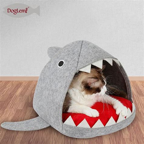 New Shark Cat Cave Bed Warm Soft Cotton Dog House For Small Dogs