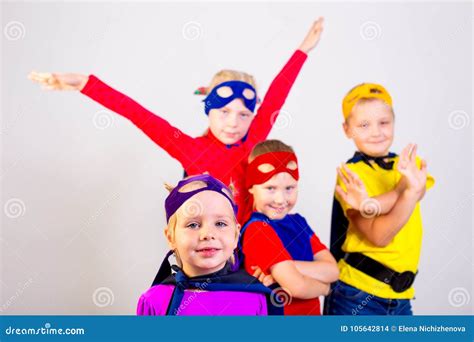 Superheroes Kids Friends Stock Photo Image Of Powerful 105642814