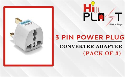 Hi Plasst 3 Pcs Type G Universal Flat Pin 3pin Travel Power Plug