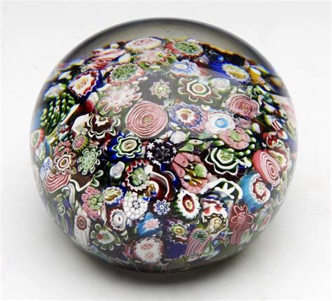 We Offer This Stunning Large Antique French Clichy Glass Paperweight With Scrambled Millefiori