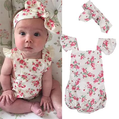 2017 Super Cute Summer Newborn Infant Baby Girl Floral Bodysuits Babies
