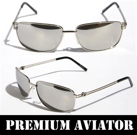 Mens Premium Rectangle Aviator Sunglasses Metal Frame Insignia Vegas Rectangular EBay