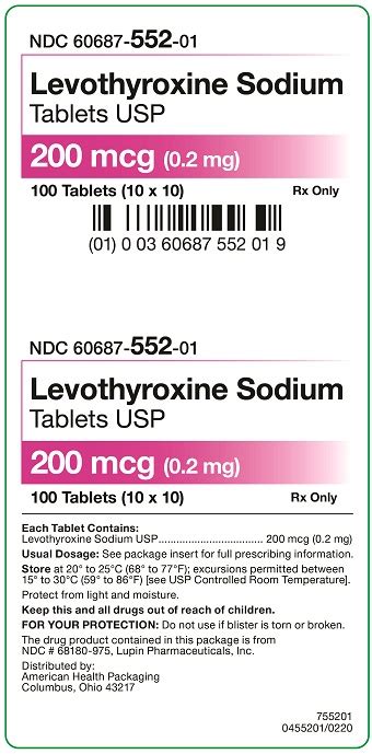Ndc 60687 530 Levothyroxine Sodium Images Packaging Labeling