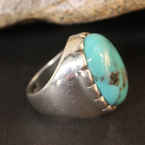 Mens Ring Heavy Sterling Silver Navajo Native American Vintage 38 4