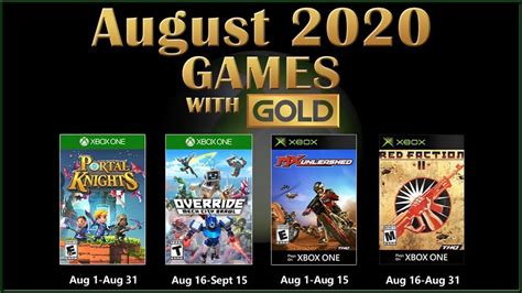 Xbox Live Games With Gold For August 2020 August Month Game Pass Xbox