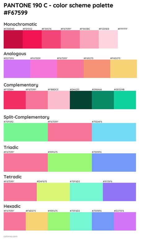 Pantone 190 C Color Palettes And Color Scheme Combinations