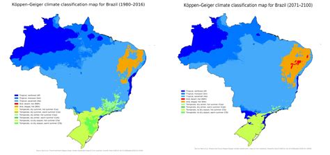 Köppengeiger Climate Map Of Brazil Recent Past And Future Map