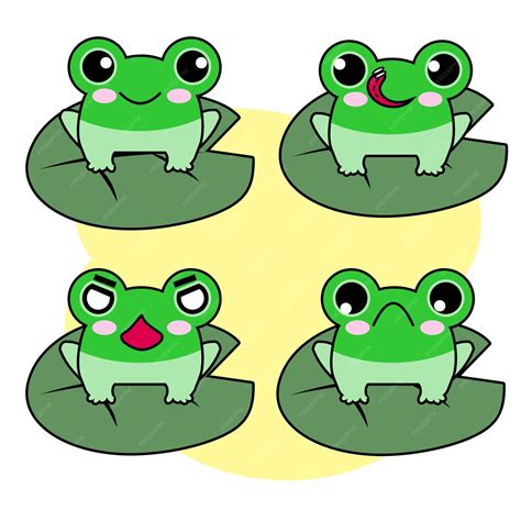 Premium Vector Cute Kawaii Emoji Frog