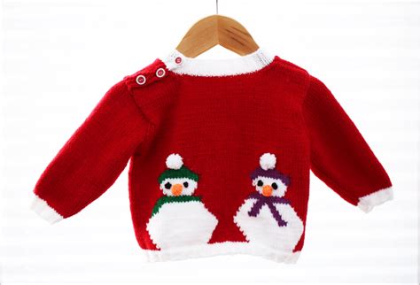 Back Of Four Snowmen Christmas Jumpersweater Knitting Pattern — Pizpaw