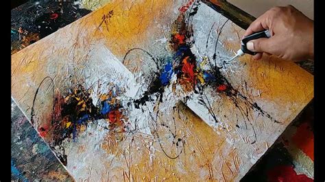 Abstract Painting Textured With Gesso Acrylic Abstract