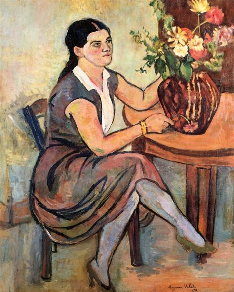 Woman Seated By A Bouquet Of Flowers Suzanne Valadon Figure