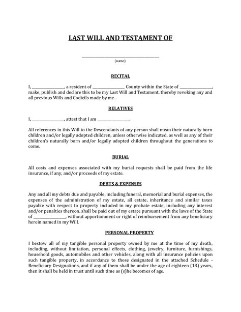 Last will and testament of name i, name , residing at address , do hereby make, publish and declare this to be my. Last Will And Testament Form - Fillable Pdf Template - Download Here!