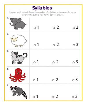 You probably already have books with numbers and pictures, and you. Syllables Quiz | Worksheet | Education.com