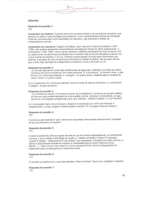 Questões Do Enem Barroco