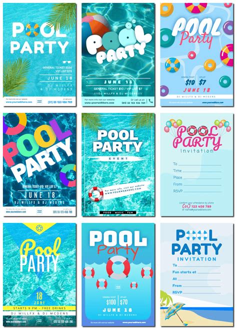 Pool Party Invitation And Flyer Templates