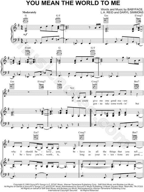 All casts speak the local penang hokkien dialect. Toni Braxton "You Mean the World To Me" Sheet Music in G ...