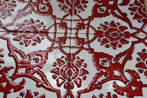 Red Carnation Pattern Turkish Iznik Ceramic Tile Anatolian Artifacts