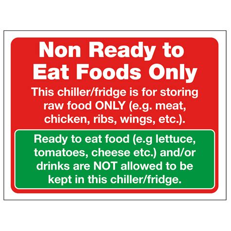 Non Ready To Eat Foods Only Notice