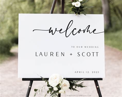 Minimal Design Wedding Welcome Sign Simple Black And White
