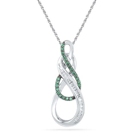 14 Ct Tw Enhanced Green And White Diamond Double Infinity Pendant