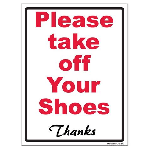 Printable Take Off Your Shoes Sign