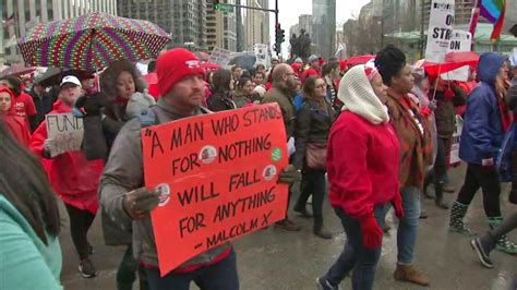 chicago teachers strike chicago teachers rally march through loop after walkout abc7 chicago