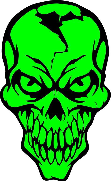 Skull Fluorescent Green Skeleton Head Car Truck Window Laptop Vinyl