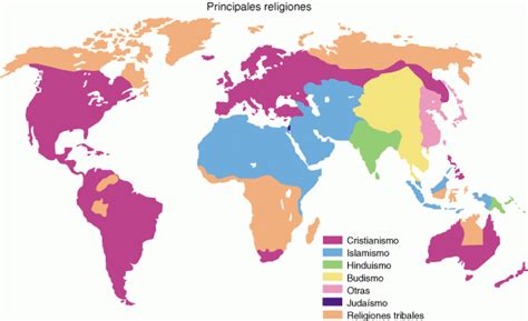 Mapa De Las Religiones Del Mundo Gª E Hª 1º Eso