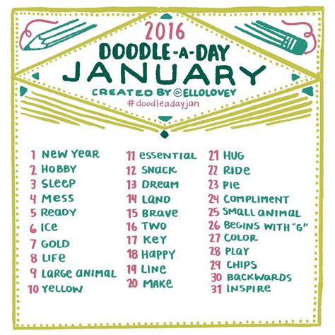 Rhianna Wurman On Instagram “the Doodle A Day January List Is Here
