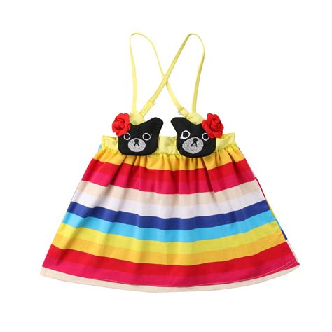2018 Baby Girls Toddler Dresses Clothes Infant Sleeveless Rainbow