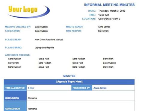 Free Meeting Minutes Templates Instructions Smartsheet