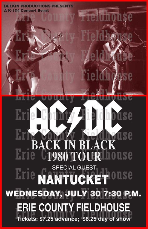 AC/DC 1980 Back in Black Tour 11x17 Poster Erie - Etsy