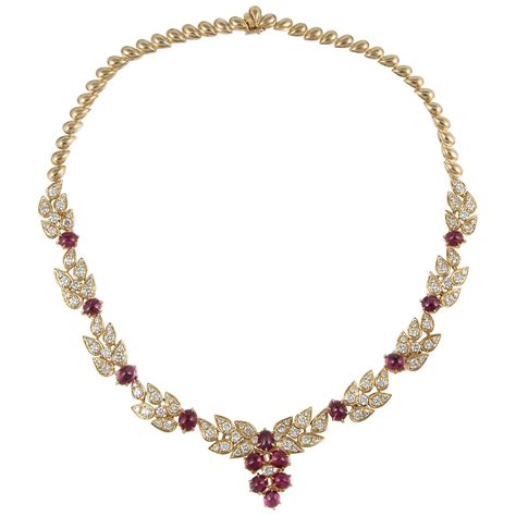 Tiffany And Co Victoria Ruby Diamond Line Necklace In 18 Karat Yellow