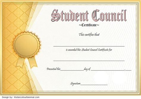 1st Student Council Award Certificate Template Free Student Council
