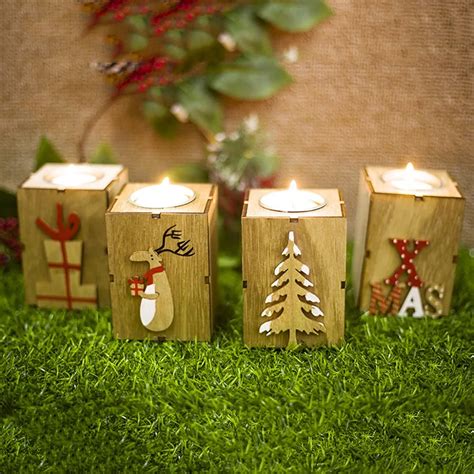 Buy New Christmas Candle Wood Holder Stands