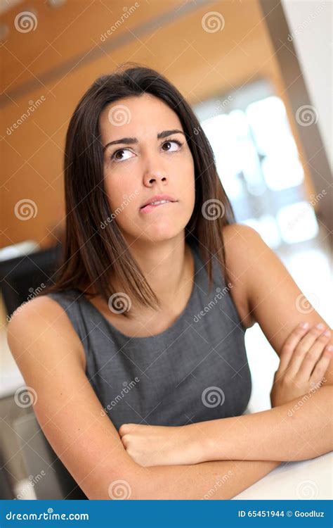 Office Worker With Concerned Look Stock Photo Image Of Closeup