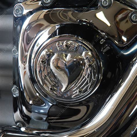 Harley Points Covers Winged Heart Chrome Dome Motorcycle Products