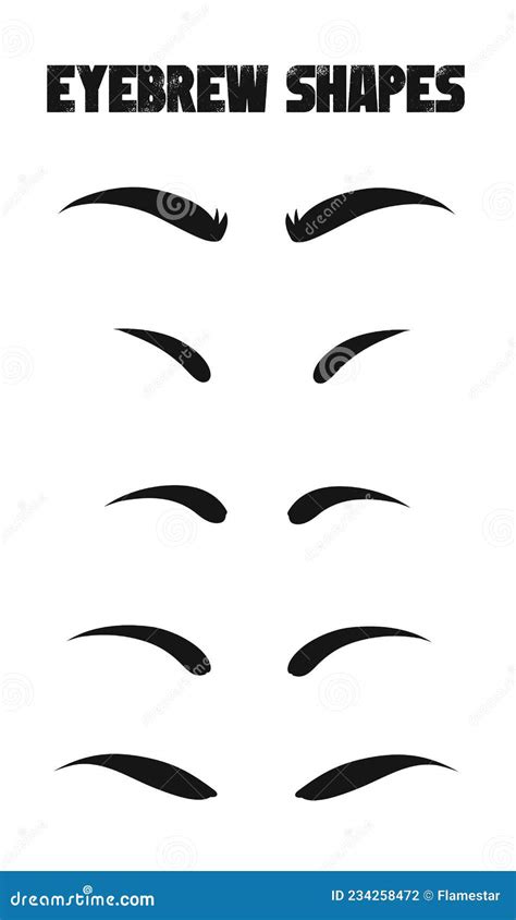Eyebrows Shapes Set Eyebrow Shapes Various Types Of Eyebrows Makeup Tips Eyebrow Shaping For