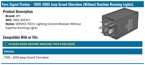 Jeep Grand Cherokee Turn Signal Flasher Api