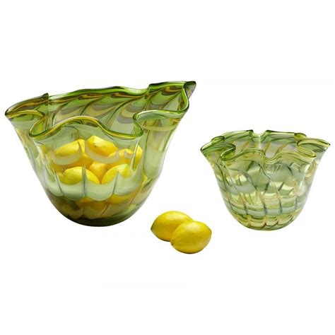Francisco Art Glass Bowl In 2 Sizes Art Glass Bowl Green Glass Bowls Decorative Plates And Bowls