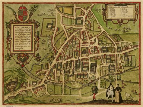 Old Map Cambridge In 1572 City Plan By Georg Braun Repro Vintage