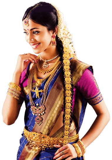 Traditional South Indian Tamil Bride Wearing Bridal Saree And Jewellery