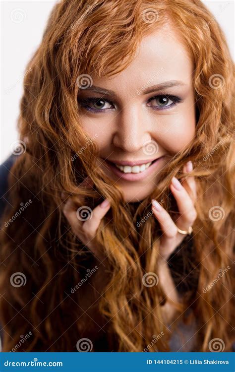 Close Up Portrait Of Young Beautiful Redhead Girl Stock Image Image Of Isolated Look 144104215