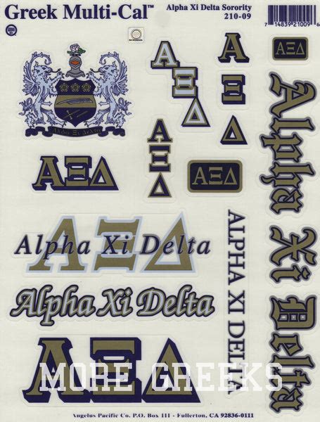 Alpha Xi Delta Stickers Sheet More Greeks