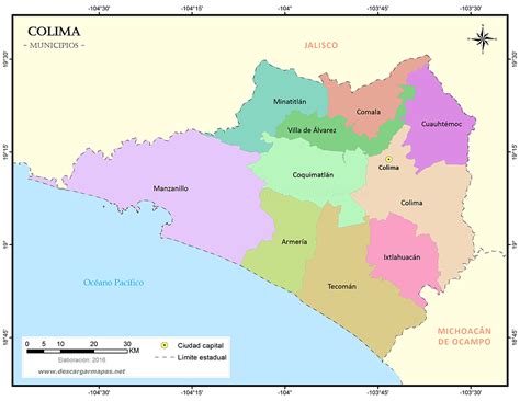 Mapa De Municipios Del Estado De Colima Descargar Mapas