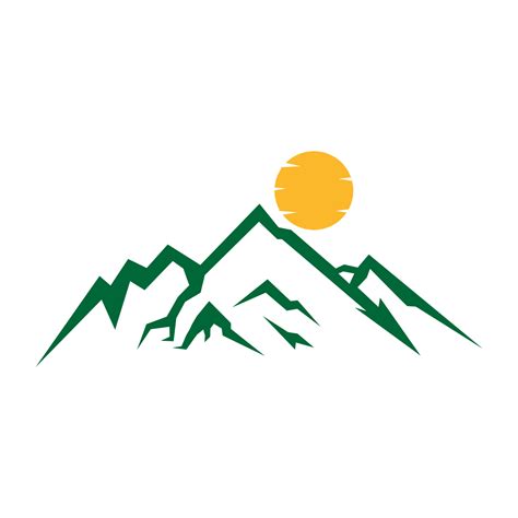 Green Mountain Highland With Sunset Logo Design Vector Graphic Symbol