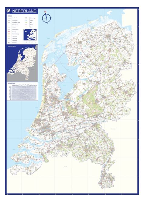 Deze Zeer Gedetailleerde Wegenkaart Van Nederland Biedt Een Grote Hoeveelheid Informatie De