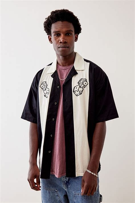 Uo Embroidered Dice Bowling Shirt Urban Outfitters Uk